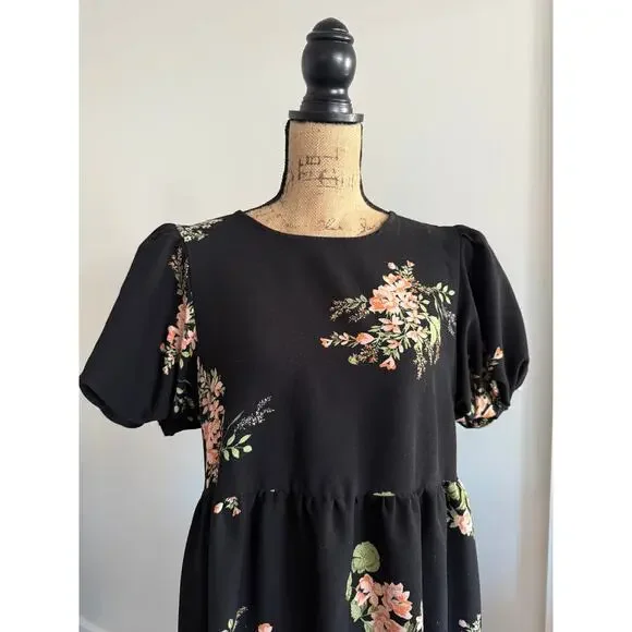 Sugarlips Black Floral Midi Dress Size Medium - Picture 3 of 5